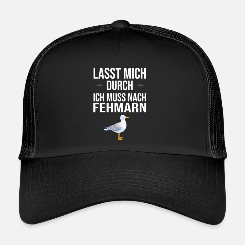 Fehmarn Print - Trucker Cap - Schwarz/Schwarz