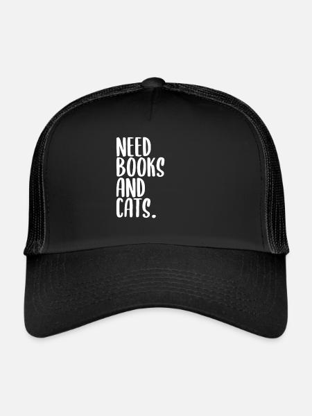 Books and cats saying - Trucker Cap - black/black - Front