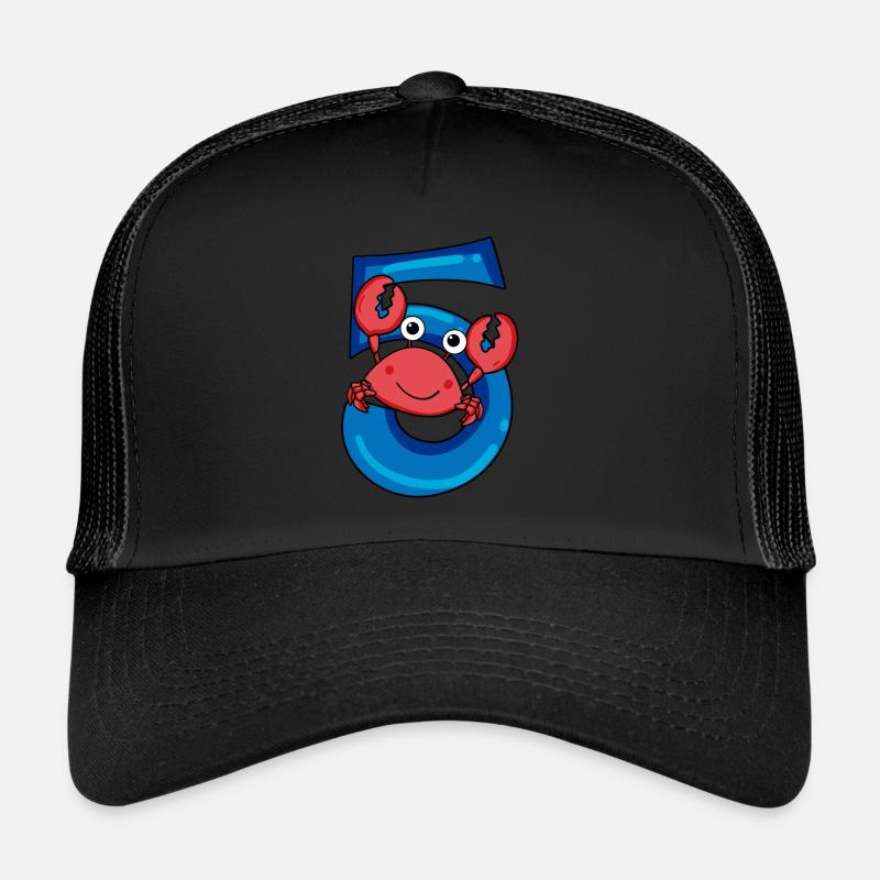 Krabb mit der Nummer 5 - 5 Geburtstag Geschenkidee - Trucker Cap - Schwarz/Schwarz