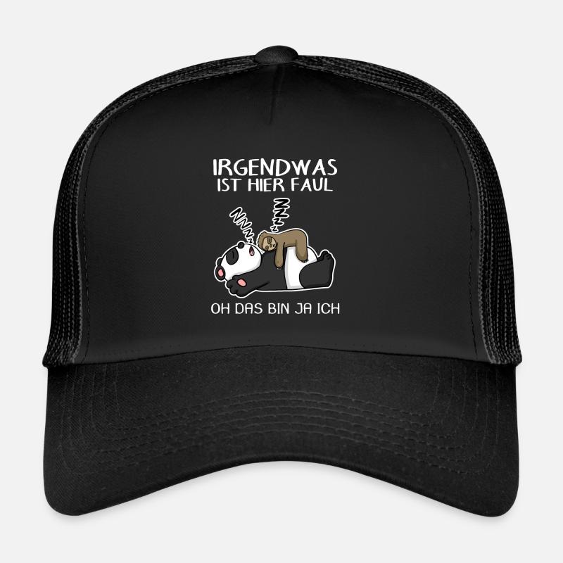 Faultier Spruch Panda Bär - Trucker Cap - Schwarz/Schwarz