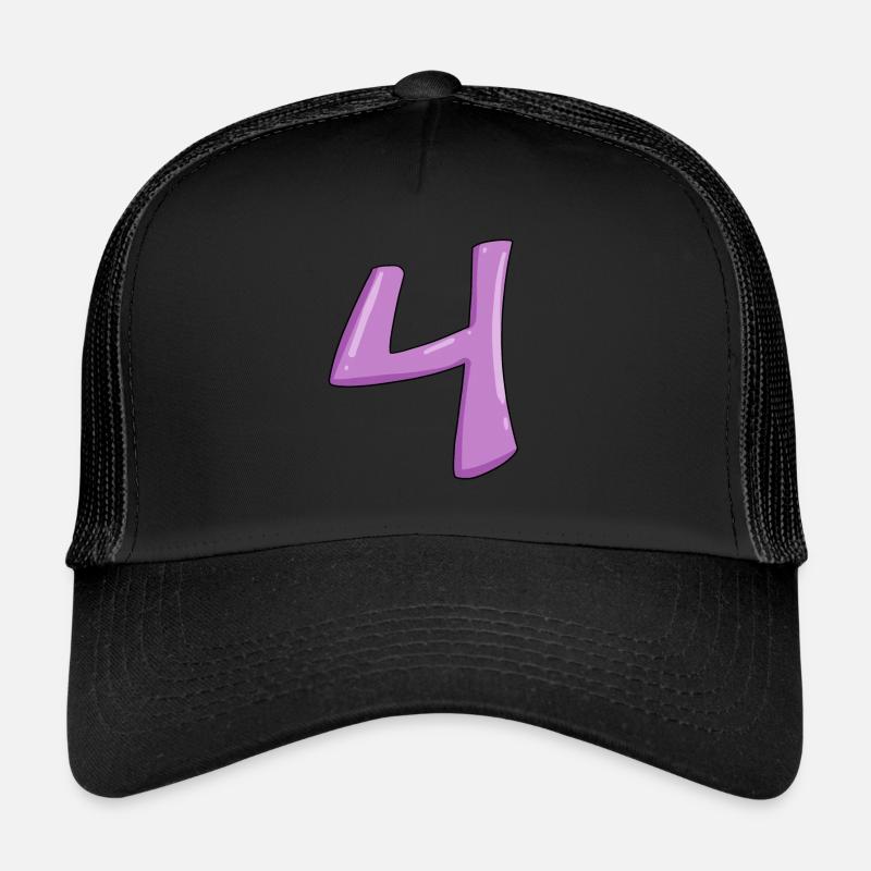 Number 4 number digit - Trucker Cap - black/black