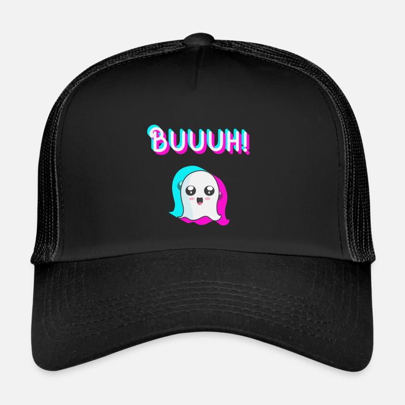 tiktok Geist, Halloween Trend - Trucker Cap - Schwarz/Schwarz