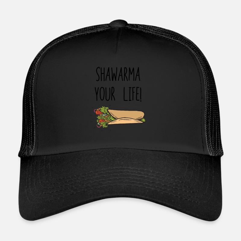 Shawarma arabic food kebab funny gift - Trucker Cap - black/black