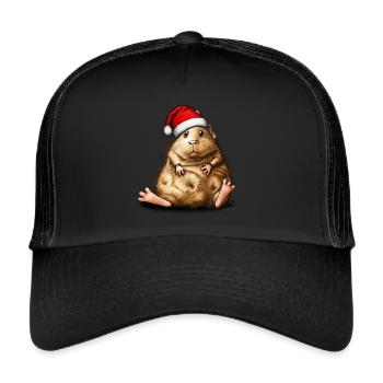 Guinea pig with santa hat - Trucker Cap - black/black - Front