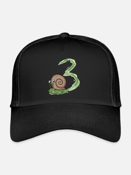 Escargot 3e anniversaire - cadeau 3 ans - Casquette trucker  - noir/noir - Devant