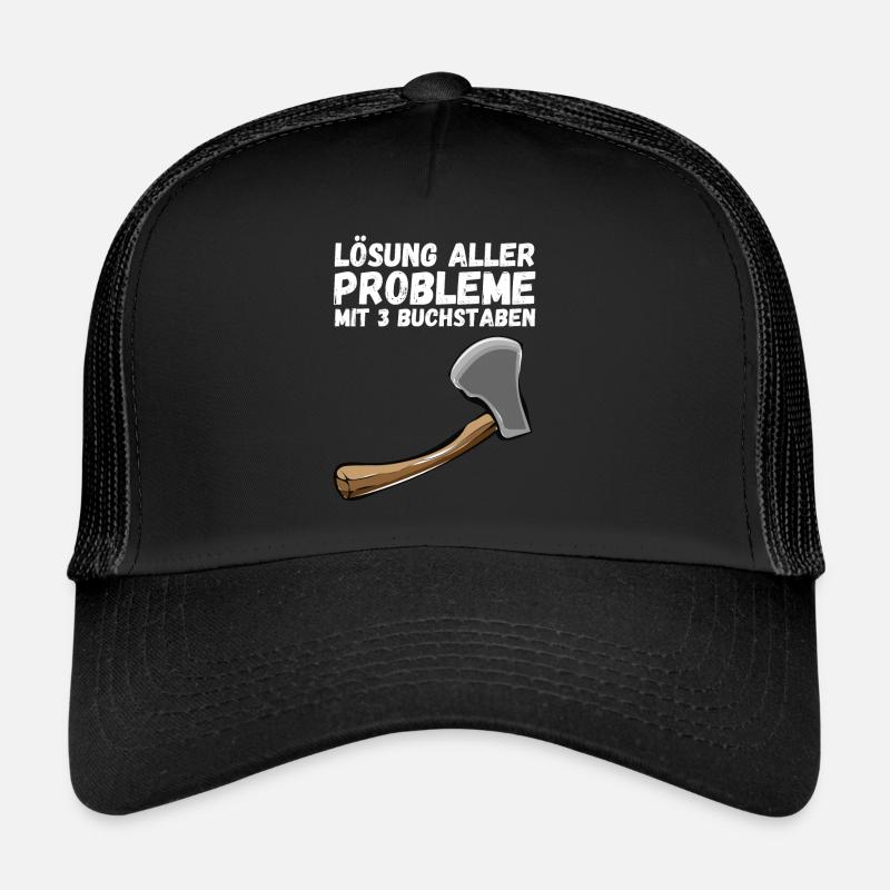 Problem Lösung 3 Buchstaben Axt Lustiger Spruch - Trucker Cap - Schwarz/Schwarz