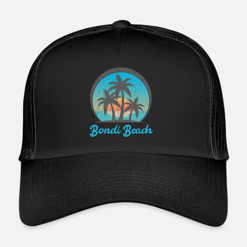 Bondi Beach Vintage Palm - Trucker Cap - black/black