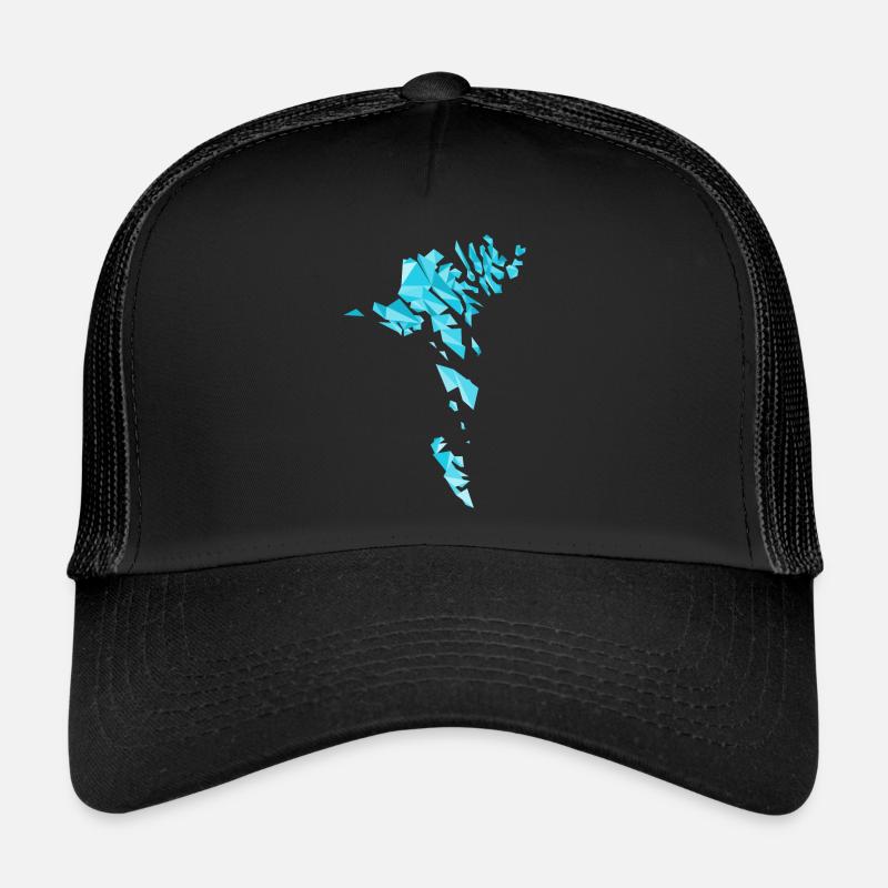 Färöer Inseln Karte im Polygonstil - geometrisch - Trucker Cap - Schwarz/Schwarz