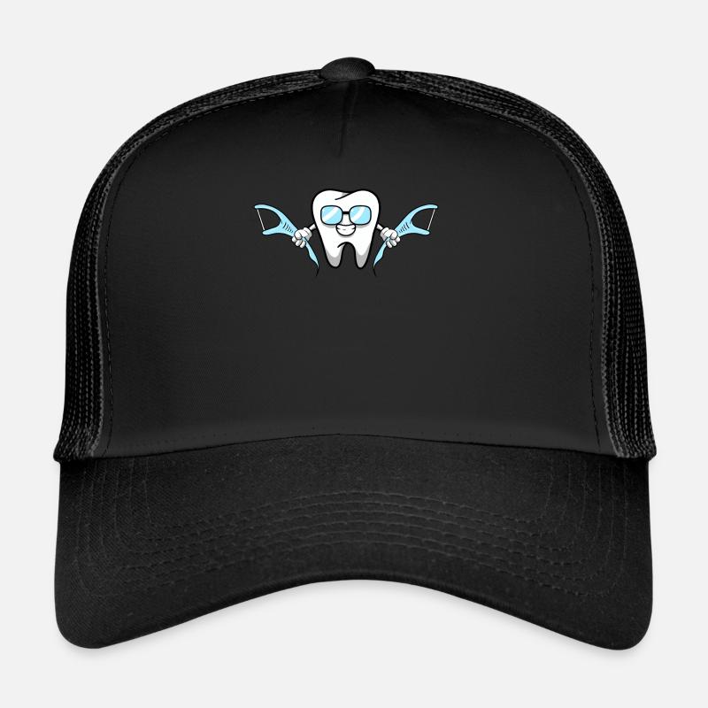 Smiling cartoon tooth dental floss Lazy Costume Trucker Cap