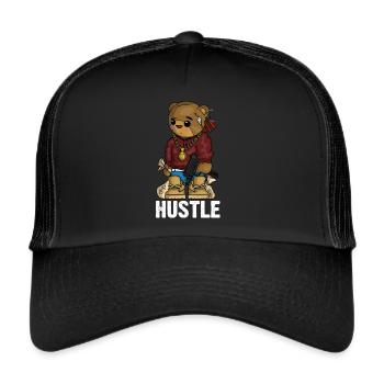 Hip Hop Teddy Bear Hustle Gun Get Money Rap Musique - Casquette trucker  - noir/noir - Devant