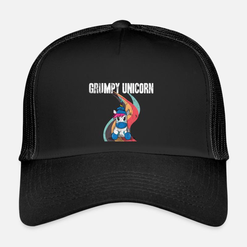 Böse Einhorn Bestseller | Grumpy Unicorn - Trucker Cap - Schwarz/Schwarz