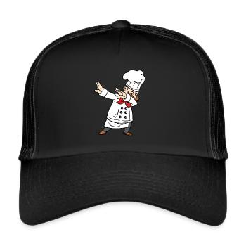 Dabbing Koch Küchenschef Chefkoch Dab Tanz - Trucker Cap - Schwarz/Schwarz - Vorne