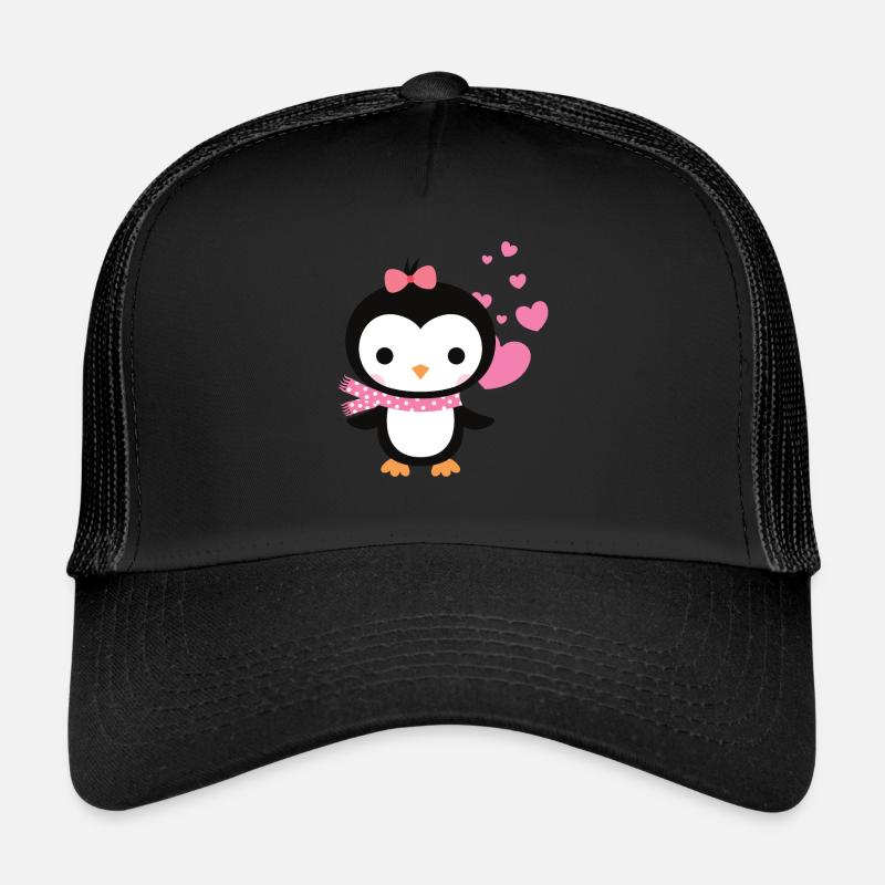 Sweet penguin with heart celebrates love - Trucker Cap - black/black