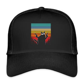 Sagittarius cat retro cat sunset cats - Trucker Cap - black/black - Front