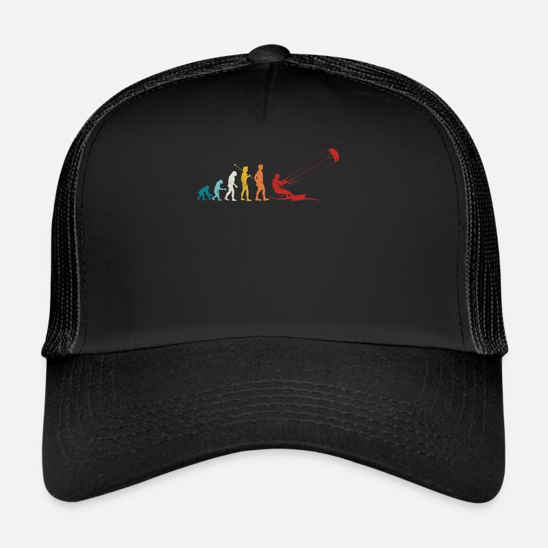 Retro Evolution Kite Surfing Funny Kite Boarding - Trucker Cap - black/black
