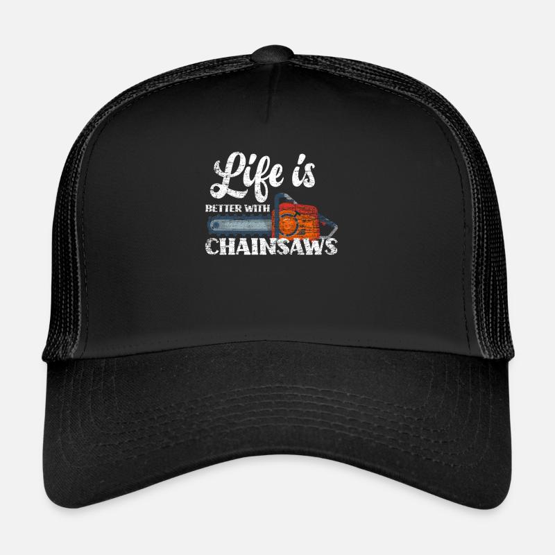 Kettensäge Leben Geschenk - Trucker Cap - Schwarz/Schwarz