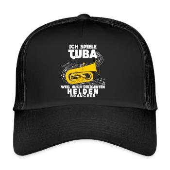 Tuba - lustiger Dirigenten Spruch Witz - Trucker Cap - Schwarz/Schwarz - Vorne