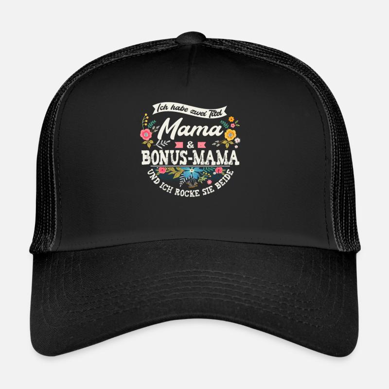 Stiefmama Bonus-Mama Geschenk - Trucker Cap - Schwarz/Schwarz