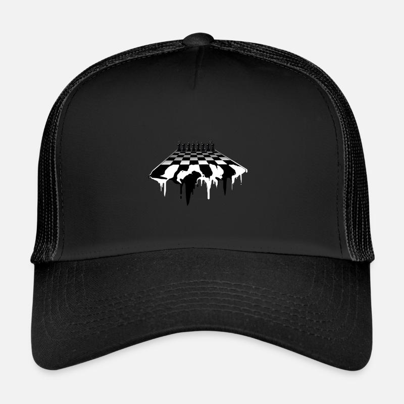 Molten chess board in 3D perspective design Trucker Cap