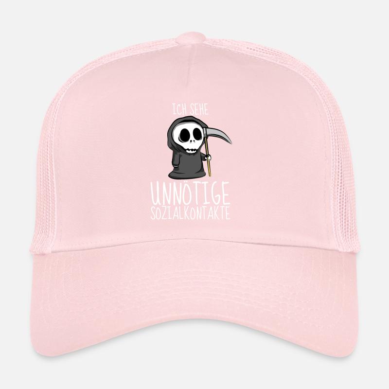 Sozialkontakt Sense Geschenkidee Sensenmann Tod Trucker Cap