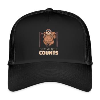 Every workout counts sloth - Trucker Cap - black/black - Front