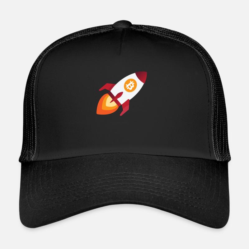 Bitcoin Rakete - Kryptowährung Krypto Bitcoins - Trucker Cap - Schwarz/Schwarz