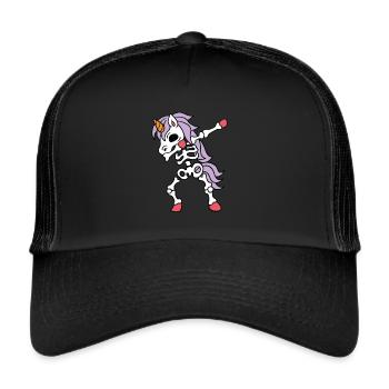 Dabbing Unicorn Skeleton Halloween Skeleton Unicorn - Casquette trucker  - noir/noir - Devant