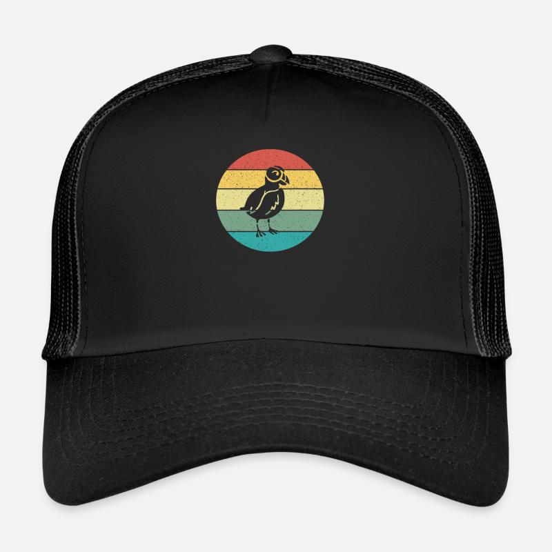 Puffin Retro Weinlese - Trucker Cap - Schwarz/Schwarz