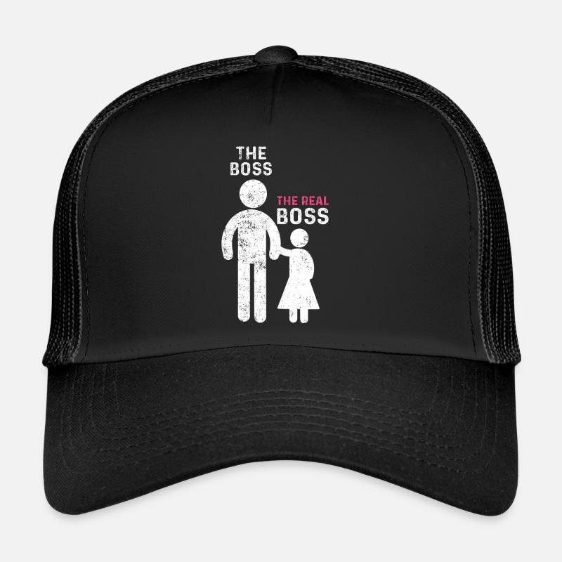 The Real Boss Vater Mädchen Tochter - Trucker Cap - Schwarz/Schwarz