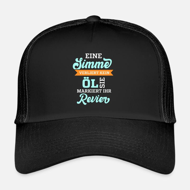 Simson Spruch Simme Moped - verliert kein Öl - Trucker Cap - Schwarz/Schwarz