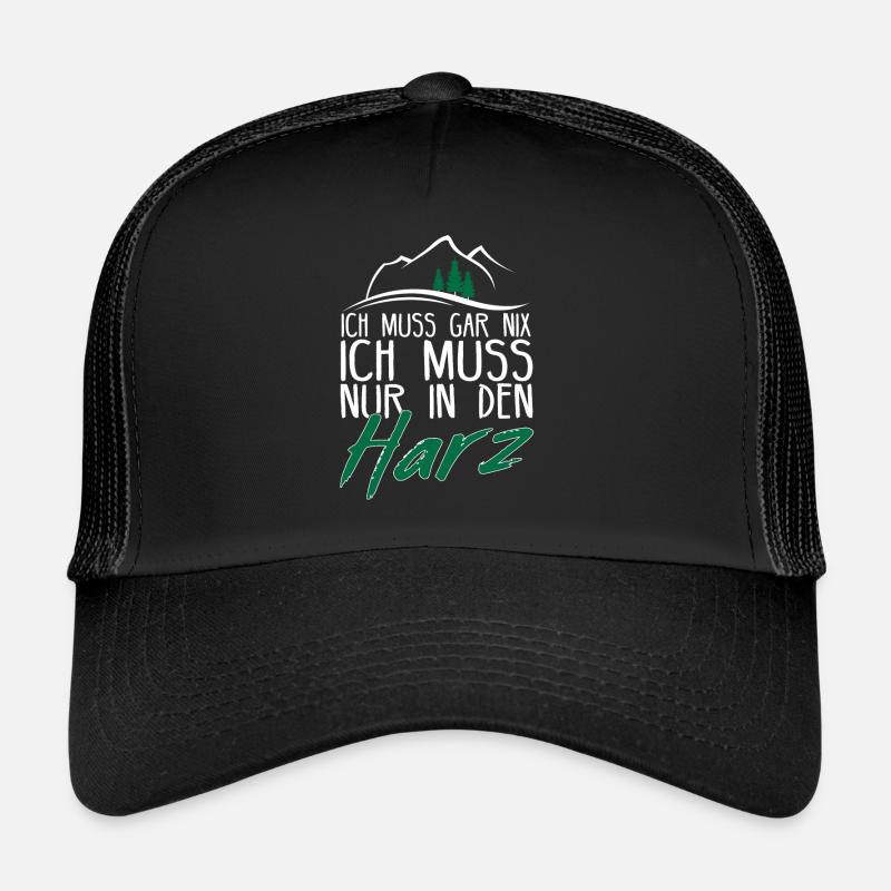 Harz Sachsen-Anhalt Mittelgebirge Geschenkidee - Trucker Cap - Schwarz/Schwarz