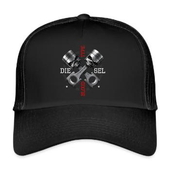 Piston de moteur diesel de type sanguin crânien - Casquette trucker  - noir/noir - Devant