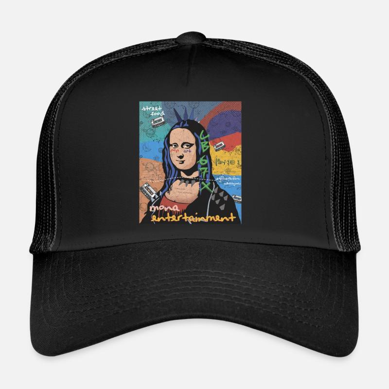 Pop Art Mona Lisa Entertainment Leonardo Da Vinci - Trucker Cap - Schwarz/Schwarz