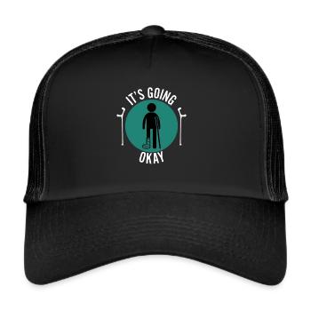 Foot Leg Knee Shin Broken Get well soon - Trucker Cap - black/black - Front
