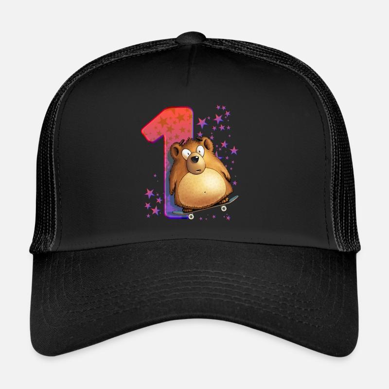 1. Geburtstag Zweites Lebensjahr Bär - Trucker Cap - Schwarz/Schwarz