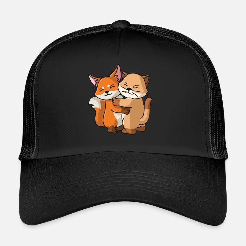 Chat avec renard aime les animaux mignons doux Casquette trucker 