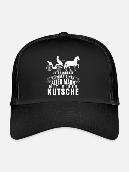 Kutscher Spruch lustige Kutsche - Trucker Cap - Schwarz/Schwarz