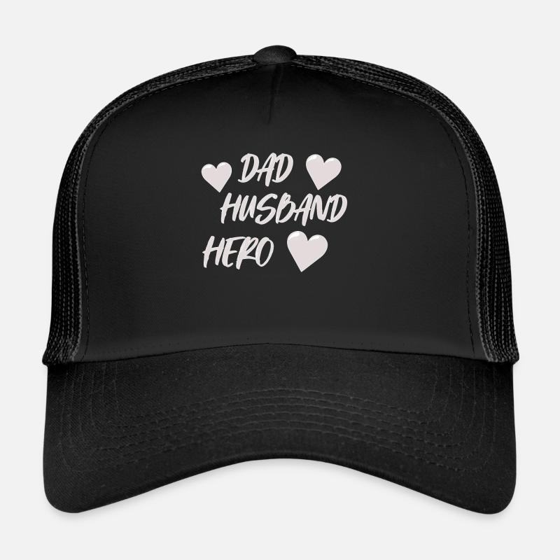 Dad Husband Hero I Papa Ehemann Vorbild - Trucker Cap - Schwarz/Schwarz
