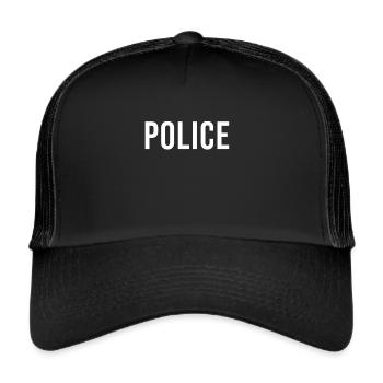 Police costume cop outfit lettering - Trucker Cap - black/black - Front