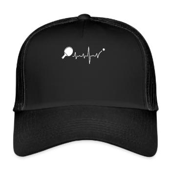 Tischtennis Herzschlag Tischtennisspieler EKG - Trucker Cap - Schwarz/Schwarz - Vorne