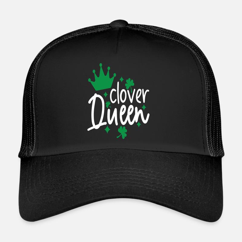 trèfle queen - shamrock queen - St Patricks Day - Casquette trucker  - noir/noir