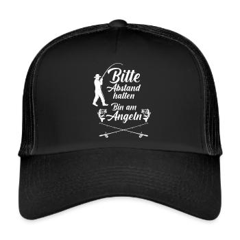 Bitte abstand halten am Angeln Geschenk Angel - Trucker Cap - Schwarz/Schwarz - Vorne