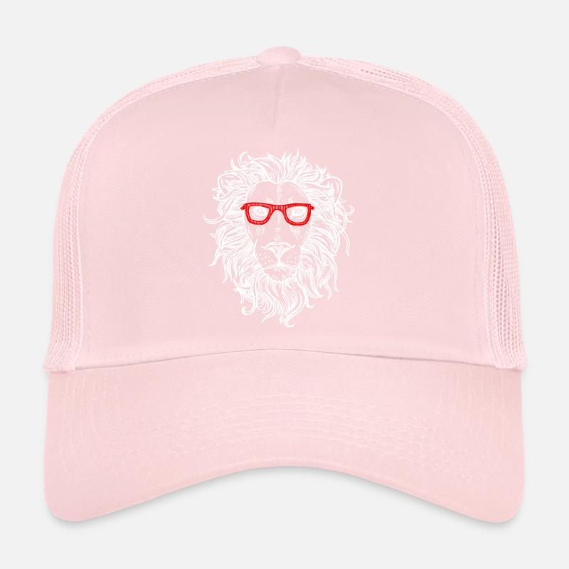 Löwe bzw. Löwenkopf mit Brille in rot Trucker Cap