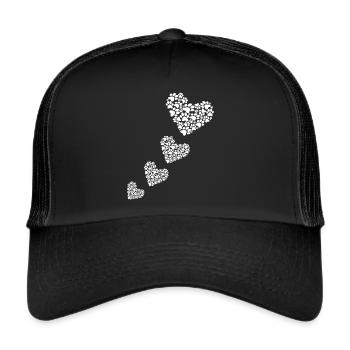 Hundepfoten Herz - Trucker Cap - Schwarz/Schwarz - Vorne