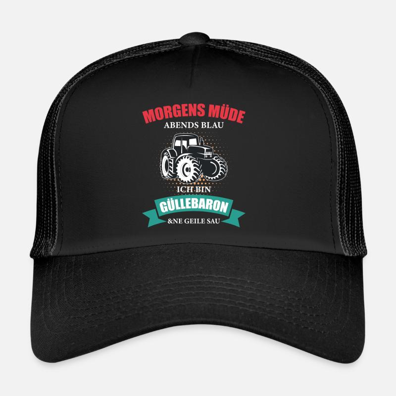 Landwirt Güllebaron Feld Bauer Trecker Traktor - Trucker Cap - Schwarz/Schwarz