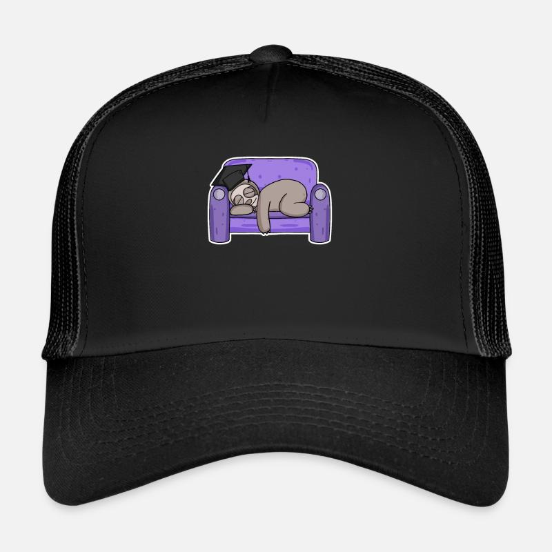 Faultier Student lustig - Trucker Cap - Schwarz/Schwarz