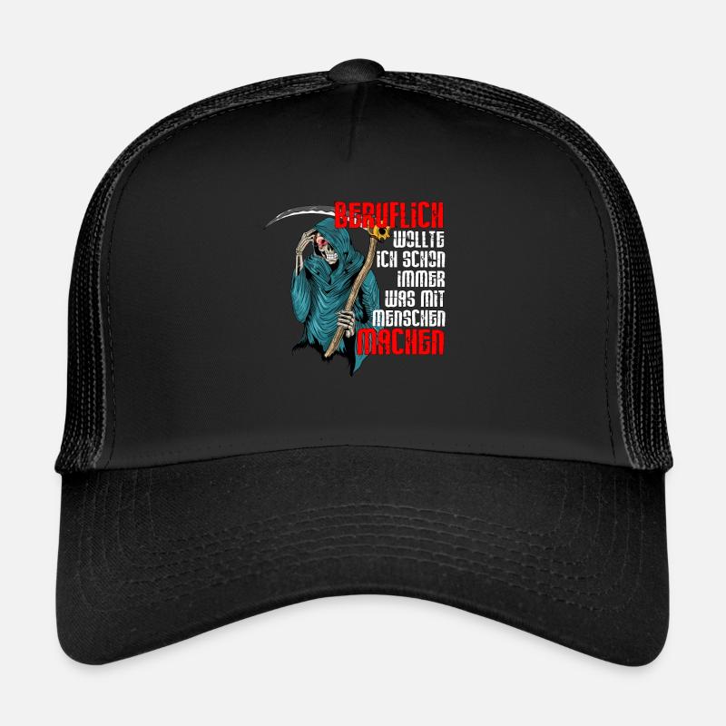 Sensenmann Beruflich was mit Menschen machen - Trucker Cap - Schwarz/Schwarz