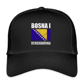 Bosna I Hercegovina by The Manzanita´s - Trucker Cap - Schwarz/Schwarz - Vorne