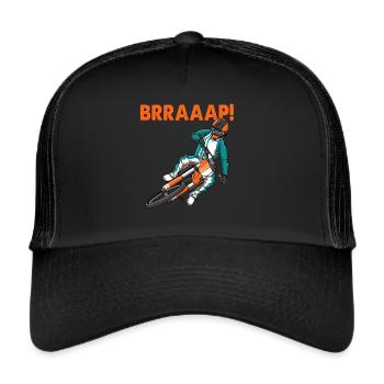 Braaap Motocross Motorcycle Dirtbike Offroad Biker - Trucker Cap - Schwarz/Schwarz - Vorne