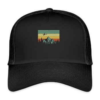Vintage glider mountains retro glider pilot - Trucker Cap - Schwarz/Schwarz - Vorne